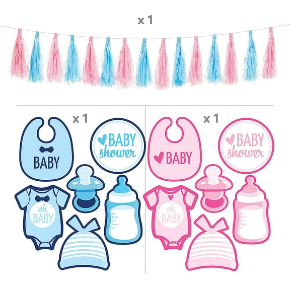 Fun Express Gender Reveal Party Decorating Kit - 13 Pieces