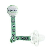 White & Green Im Told I Like Soccer Pacifier Clip