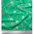 thumbnail image 1 of Soimoi Green Cotton Cambric Fabric Night Pine Leaves Printed Fabric 1 Yard 42 Inch Wide, 1 of 3
