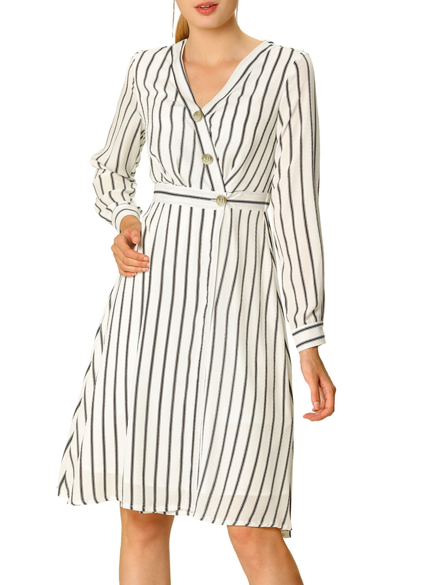 long sleeve striped midi dress
