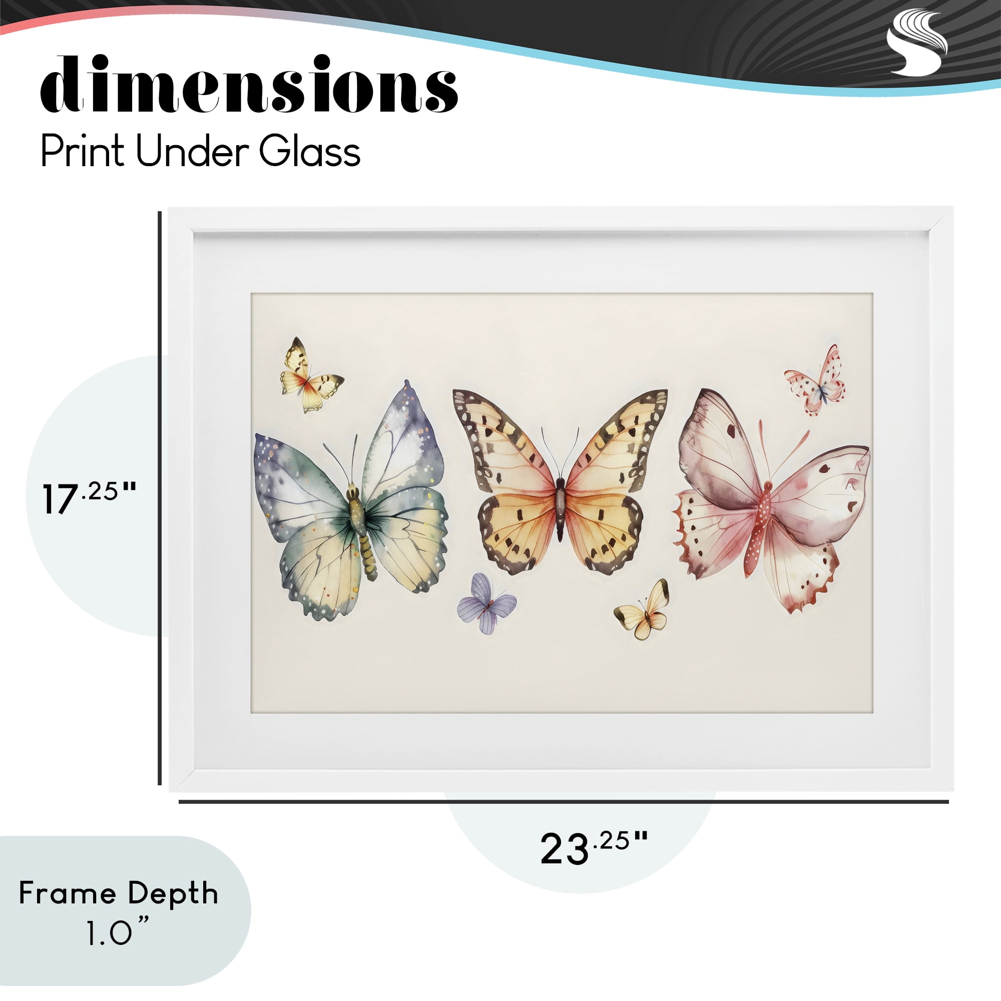 Stupell Industries Graceful Butterfly Trio White Framed Print Under Glass, design by Creative Studio
