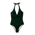 thumbnail image 5 of PRINxy Women's Summer Solid Halter Back Tie One Piece Swimsuit Padded Cups No Underwire Conservative Slimming Beach Bathing Suit for Ladies Green M, 5 of 9