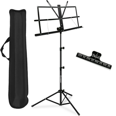 Music Stand, Kasonic Professional Collapsible Orchestra Portable and Light weight with Music Sheet Clip Holder & Carrying Bag Suitable for Instrumental (Best Sheet Music Stand)
