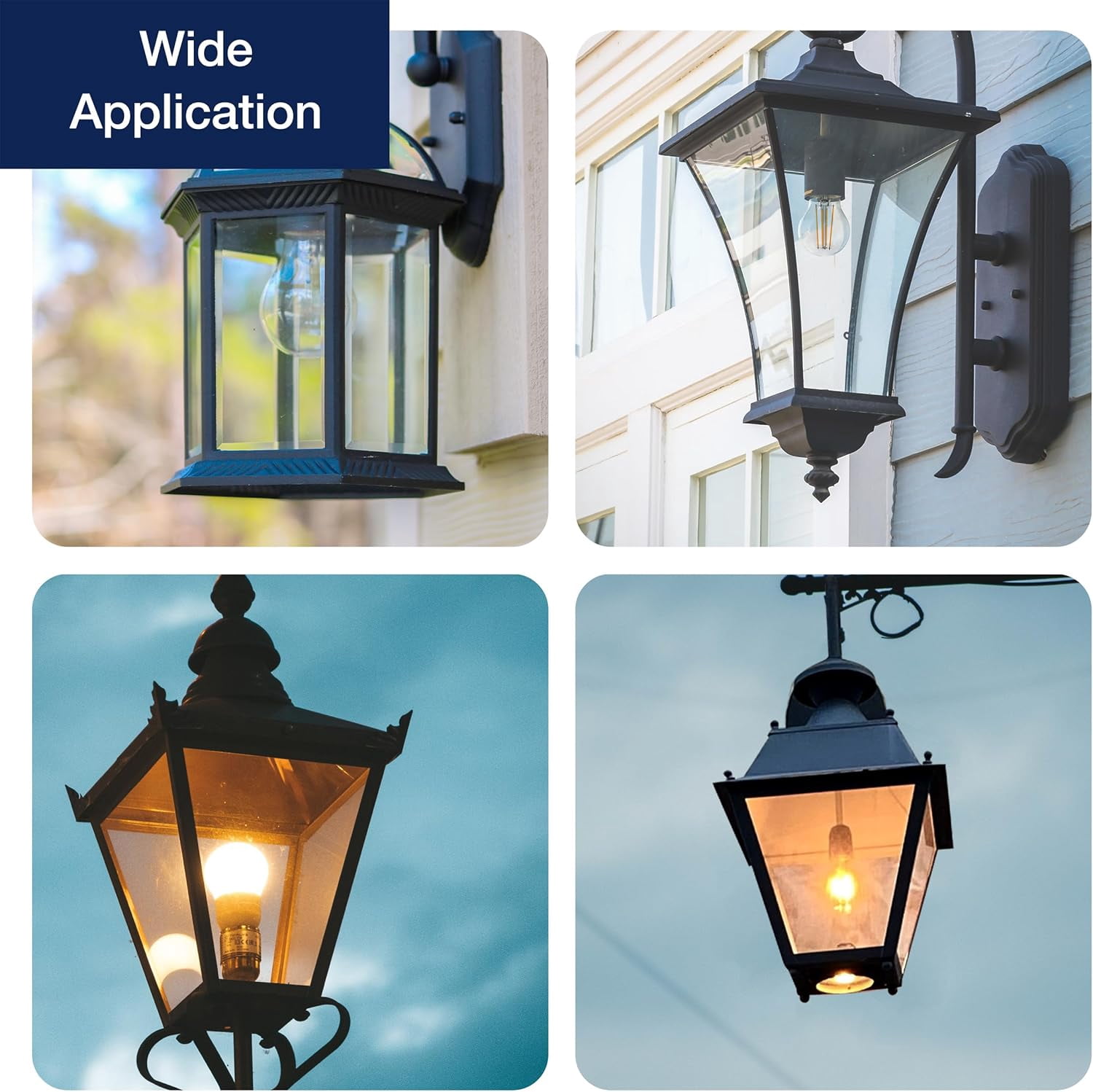 LUZIXIBO 4 Pack Dusk to Dawn Outdoor Sensor A19 LED Edison Bulbs, 8W (100W Eqv.), 1400LM,Vintage Filament E26 Base, Auto On/Off Photocell Automatic for Outdoor Lighting, 2700K Soft White