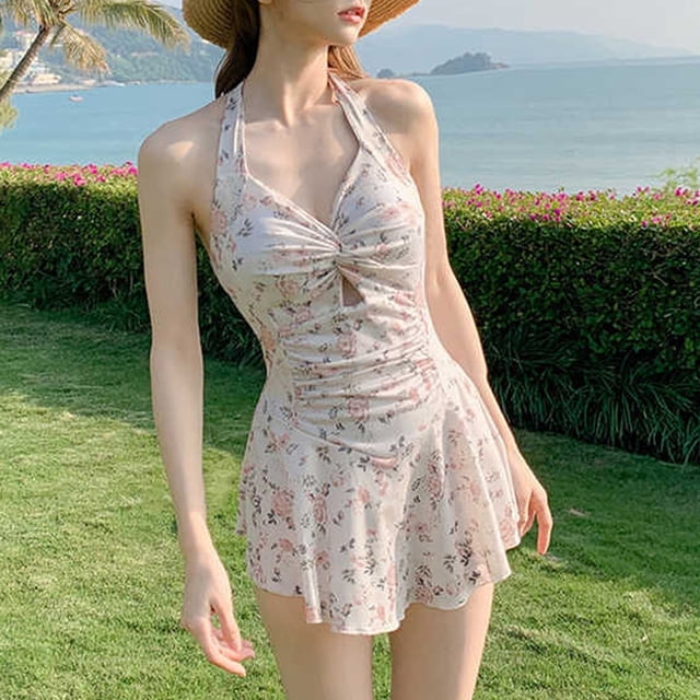 WILLBEST Traje de Baño para Mujer Moda Mujer Estampado Floral Tirantes Sin Espalda Ajustado Traje de Baño de Aguas Termales