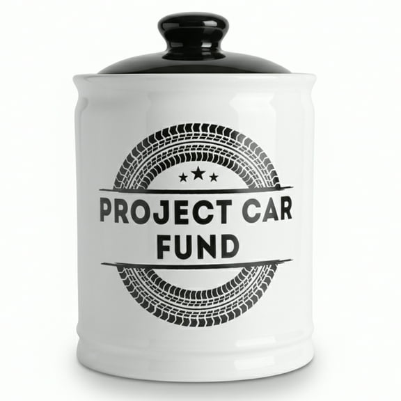 Cottage Creek Ceramic White Project Car Themed Piggy Bank