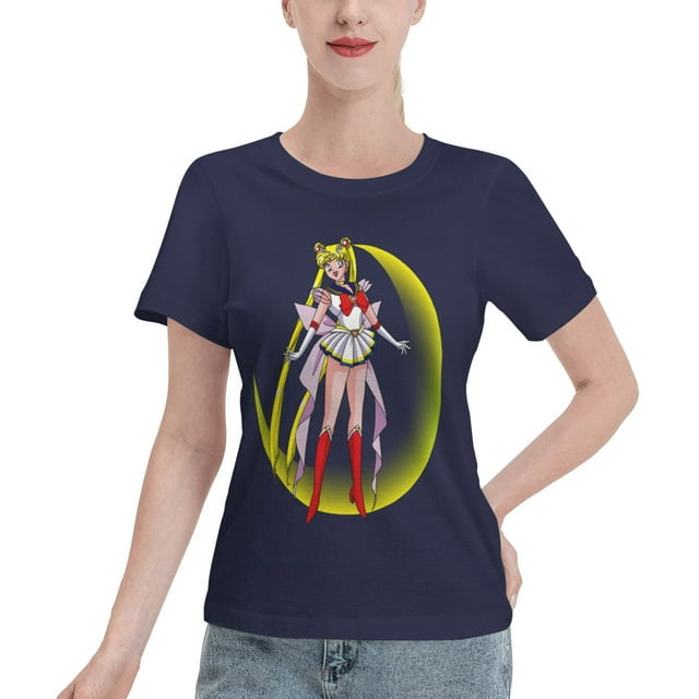T-Shirt Basique à Manches Courtes pour Femmes Sailor Moon Tsuki Hare 04