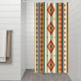 thumbnail image 3 of Small Stall Narrow Shower Curtain 36"W x 72"L – Tropical Bohemian Leaves, Mid-Century Abstract Boho Botanical Bathroom Decor, Vintage Floral Palm Leaf Pattern, Rustic Tribal Folk Style, 3 of 5