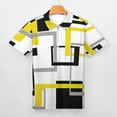 thumbnail image 3 of Black Yellow Geometric Lines Modern Art Men Zipper T-shirt Summer Casual Short Sleeve T-shirt Top, 3 of 7