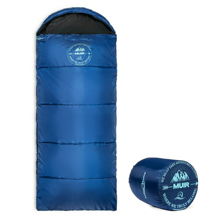 Lucky Bums Compact Lightweight Muir Spring Summer Fall Sleeping Bag Youth 40Â°F/5Â°C with Digital Accessory Pocket Compressing Carry Bag Included. Blue