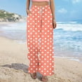 thumbnail image 5 of HongQid Womens Wide Leg Pants Elastic Drawstring Beach Vacation Palazzo Loose Polka Dots Printed Comfy Trousers with Pockets, 5 of 6