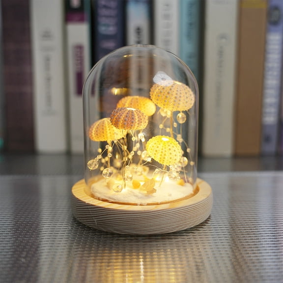DIY Sea Urchin Night Light - Retro LED Decor Lamp for Bedroom, Living Room, Patio (5.31 Inch, Battery Powered) White
