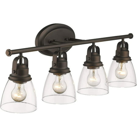 

WLJWLJ 4-Light Vanity Lights Vintage Bathroom Lighting Fixture 30 Inch Oil Rubbed Bronze Finish with Clear Glass Shade 103-4W-ORB