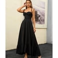 thumbnail image 5 of Vestido largo GLNEGE para mujer, verano, con tirantes finos, negro, 5 of 5