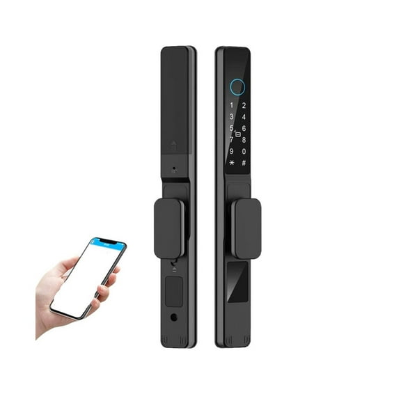Waterproof Smart Aluminum Door Lock Euro Double Hook Mortise Fingerprint Password Electronic Sliding