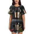 thumbnail image 1 of Balery Two Bottles Of Red And White Wine Conjunto de Pijama para Mujer con Estampado, Dos Piezas de Manga Corta y Shorts, Ropa de Dormir Suave con Cuello Redondo y Bolsillos-Small, 1 of 1