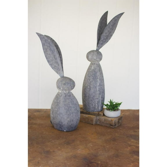 Kalalou Inc Faux Stone Rabbit With Tall Metal Ears - Short