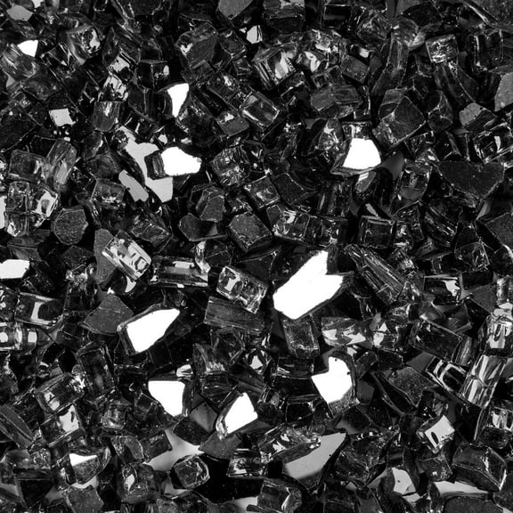 VIVID Heat Vibrant Luster 1/2" Black Starlight Medium - (10 Pound Bag) Reflective Fire Glass for Fireplace and Fire Pit
