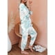 Womens Tie Dye Imprimé à Manches Longues Tops et Pantalons Pyjamas Longs Ensembles de Vêtements de Nuit Loungewear, S, Bleu Lac – image 3 sur 5