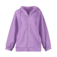 thumbnail image 5 of Zip Up Hoodie Women Long Sleeve Plus Size Plain Hooded Sweatshirts Fall Winter Trendy Casual Jacket with Pockets Shirts(Purple,XL), 5 of 6