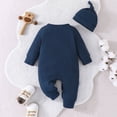 thumbnail image 4 of Huowey Newborn Girls Boys Winter Long Sleeve Jumpsuit Solid Color Print With Hat Outwear Fall Clothes Classic Dailywear, 9-12 Months, 4 of 7