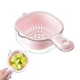 thumbnail image 4 of SugarBloom Two-Layer Fruit and Berry Strainer Basket with Handle, Removable Draining Basket for Kitchen, Handheld Colander for Blueberries, Veggies, and Small Fruits,Pink, 4 of 7