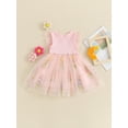thumbnail image 6 of Suealasg Kids Birthday Party Princess Dress Toddler Girls Fly Sleeve Ribbed Floral Embroidery Tulle Sweet Dress Little Girl Summer Clothes, 6 of 9