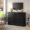 thumbnail image 6 of Aiho 8 Drawer Black Double Dresser, Modern Wooden Storage Cabinet with Cut-Out Handles, Large Chest for Bedroom Living Room, 6 of 9