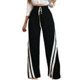 thumbnail image 2 of DeHolifer Sweatpants for Women High Waist Strip Print Drawstring Wide Leg Baggy Pocket Joggers Sweatpants Black XL, 2 of 6