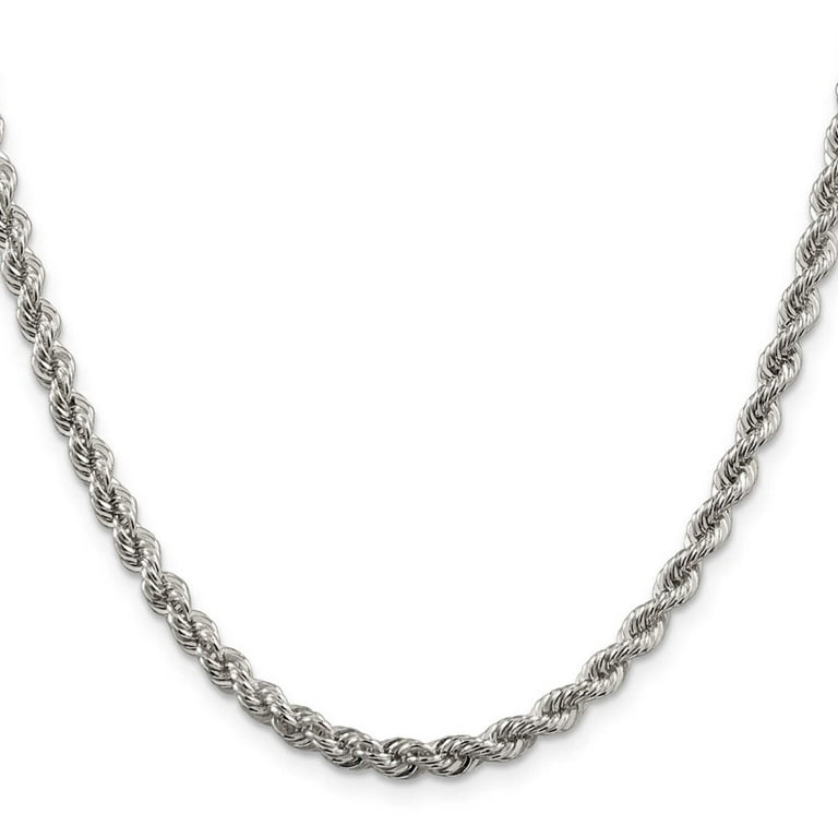 Sterling Silver 4.3mm Solid Rope Chain (Weight: 30.46 Grams