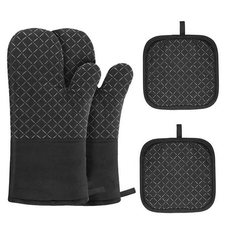 

Dcenta Oven Mitts and Pot Holders 4pcs Set Heat Resistant Oven Gloves and Hot Pads Potholders for BBQ Kitchen Baking Cooking Grilling