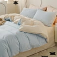thumbnail image 1 of Xiao Hua Juego de sábanas, juego de sábanas y fundas de almohada, juego de cama individual, ropa de cama de hotel, decoración del hogar (azul albaricoque), 1 of 4