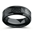 thumbnail image 2 of Tungsten Rings for Men Wedding Bands for Him Womens Wedding Bands for Her 6mm Black on Black Carbon Fiber, 2 of 7
