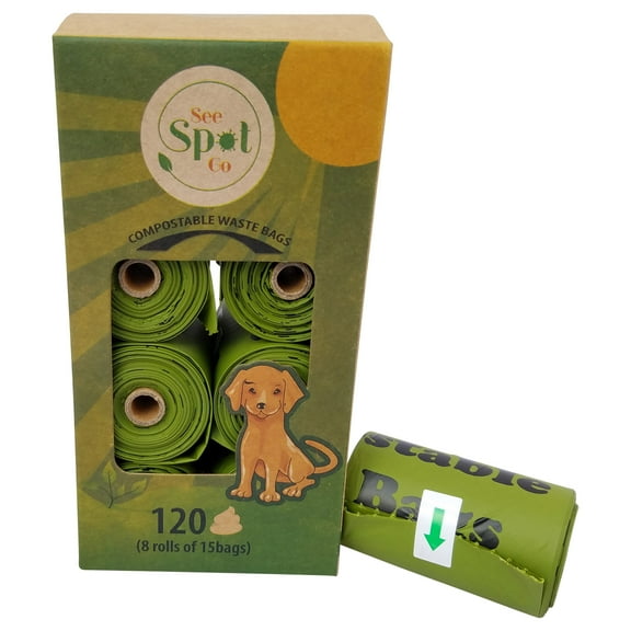 See Spot Go Biodegradable Dog Poop Bags 120 Environmentally Friendly Compostable Dog Waste Bags – 8 Rolls – Large 9x13 in.