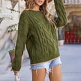thumbnail image 4 of VISALY Pullover Crewneck Sweatshirt Ribbed Long Sleeve Tops Trendy Sweater Tops Fall Chunky Cable Knit Pullover Sweaters Thick Sweatshirts Business Casual Sweaters Casual Sweatshirt Green Xl, 4 of 7