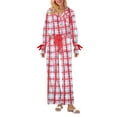 thumbnail image 2 of Hirigin Store Mommy and Me Matching Pajamas Plaid Print Lape Long Sleeve Tie Front Tops and Pants Sleepwear, 2 of 7
