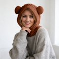 thumbnail image 2 of Women's Winter Cycling Windproof Head Cover - Full Face Cold-Proof Cap, Knitted Bear Design Warm Face-Protecting Hat,Size:One Size, 2 of 4