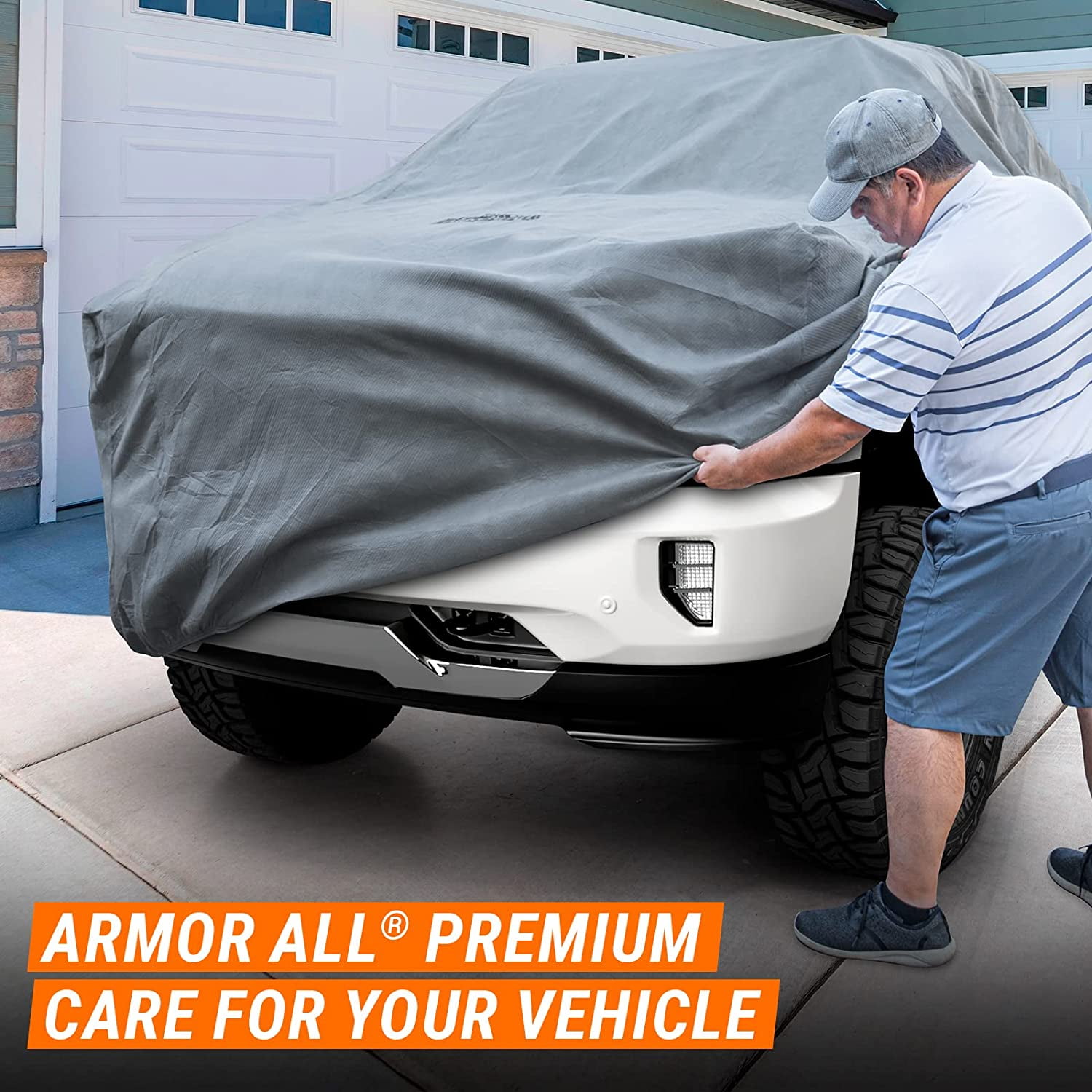 Armor All Truck Cover, Heavy Duty All Weather Protection, Fits Trucks Length up to 249", Grey