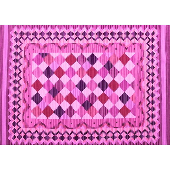 Ahgly Company Indoor Rectangle Abstract Pink Contemporary Area Rugs, 5' x 8'