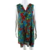 Pre-owned|philosophy Womens Sleeveless V Neck Mini Floral Dress Blue Green Size Small