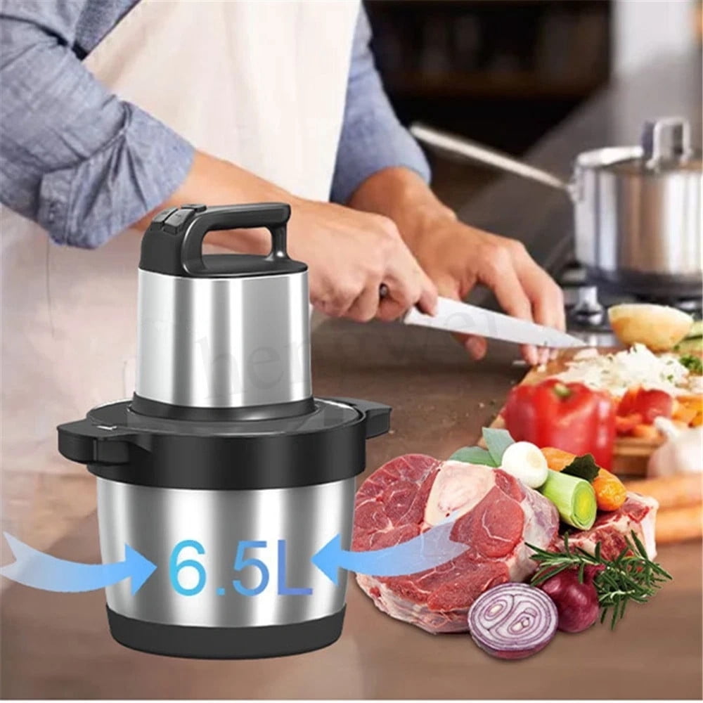 TOPCHANCES 6.5L Electric Food Chopper, Electric Meat Grinder, 1500W Stainless Steel Food Processor with Large Capacity Bowl