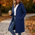 thumbnail image 5 of Women's 2026 Winter Lightweight Quilted Puffer Hooded Jacket Overcoat Plus Size Lightweight Quilted Midi Long jackets for Women Navy M, 5 of 7