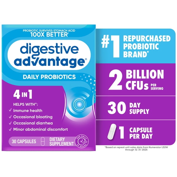 Digestive Advantage Daily Probiotics For Women And Men, Supports Gut Health, 30 Capsules