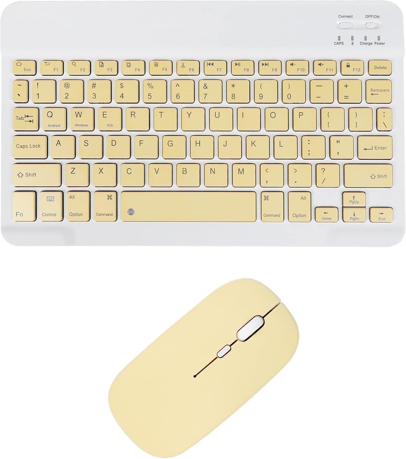 Innotech SC Combo de Teclado y Mouse Bluetooth Recargable Juego de Teclado de Mouse Inalámbrico Compacto Portátil Ultradelgado para Android Windows Tableta Teléfono Celular iPhone iPad OS/iOS 13 y Superior- Amarillo
