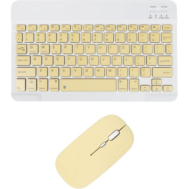 Innotech SC Combo de Teclado y Mouse Bluetooth Recargable Juego de Teclado de Mouse Inalámbrico Compacto Portátil Ultradelgado para Android Windows Tableta Teléfono Celular iPhone iPad OS/iOS 13 y Superior- Amarillo