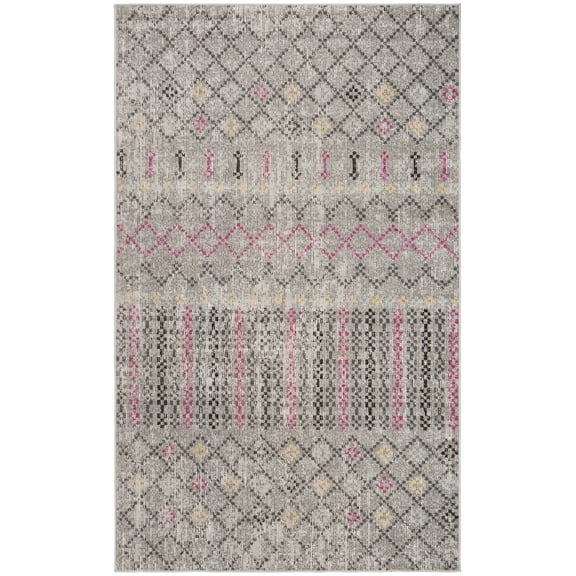 SAFAVIEH Montage Janne Geometric Indoor/Outdoor Area Rug, Grey/Multi, 5'1" x 7'6"