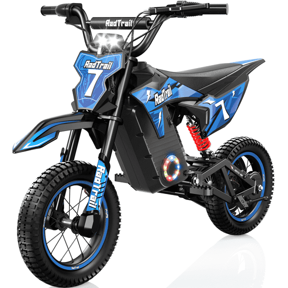 TOKTOO 36V Electric Dirt Bike for Kids, Peak 700W Kids Electric Dirt Bike, Gift for Boys Girls Aged 4-10Y, 3 Speed Modes, Max 15.5 MPH,13.7 Miles Long Range, 3 Headlight Modes, Blue