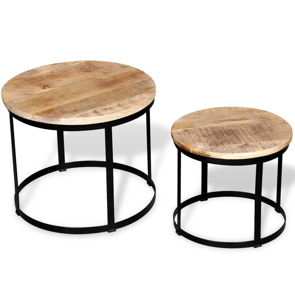 Kepooman 2 Pcs Modern Solid Wood End Side Table for Living Room Bedroom, Wood color