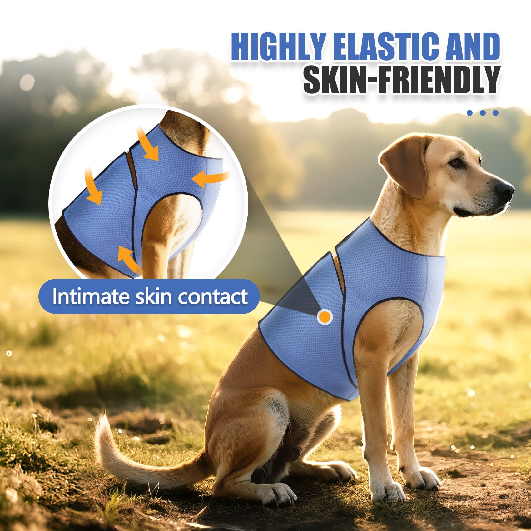 Amztom Dog Anxiety Vest – Calming Jacket for Thunder, Fireworks & Vet Visits,  Adjustable Fit for Small to Large Dogs (Blue, M)