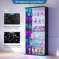 thumbnail image 4 of VKCC Display Cabinet with Glass Door and RGB, Lockable Curio Cabinet with Tempered Glass & Curved Acrylic Side, Bookshelf for Living Room, Black, 4 of 9